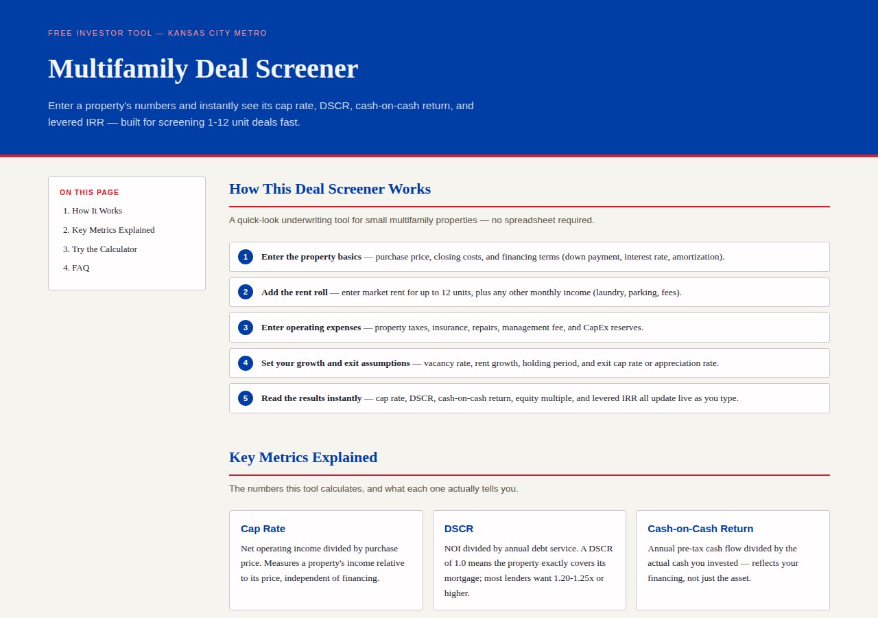 Deal Screener + Live Calculator preview